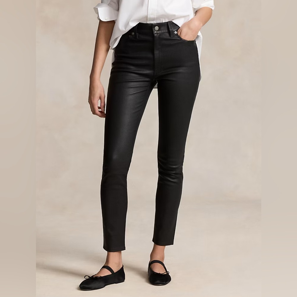 Polo by Ralph Lauren Black Coated Skinny Pants